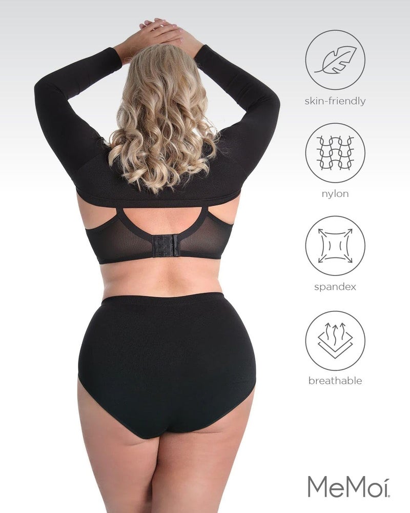 SlimMe Long Sleeve Arm Shapewear, Arm Slimming Sleeves for Women, Tightens and Smooths Arms, Bolero Style - Nude, Sizes Small to Queen 2, Black, Large - Image 5